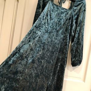 Teal Crushed Velour Dress - 1X